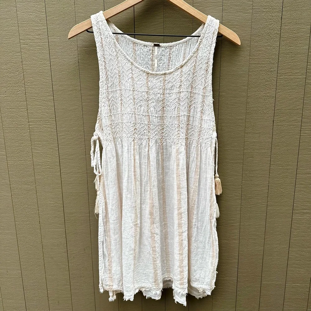 Free People Obi Posey Linen blend tank tunic. Ivory/beige. Size M. - Picture 3 of 10